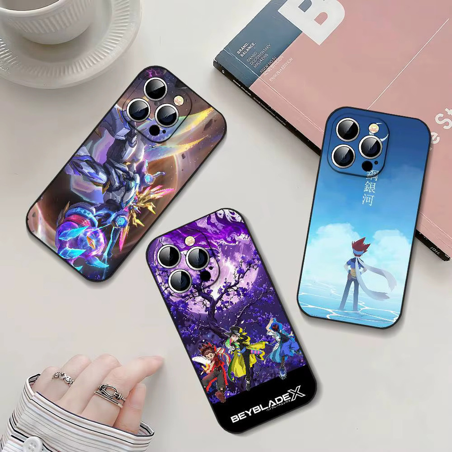 Anime B-BEYBLADE Handyhülle in Schwarz passend für iPhone 17, 16, 15, 14, 13, 11 Pro Max, Plus, X, XR, XS Max und 13 Mini - Bild 2