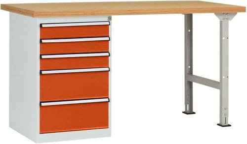 Manuflex Werkbanksystem WC5116.2001 in Rotorange (RAL 2001), B/T/H: 300 x 200 x 70 cm - Bild 1