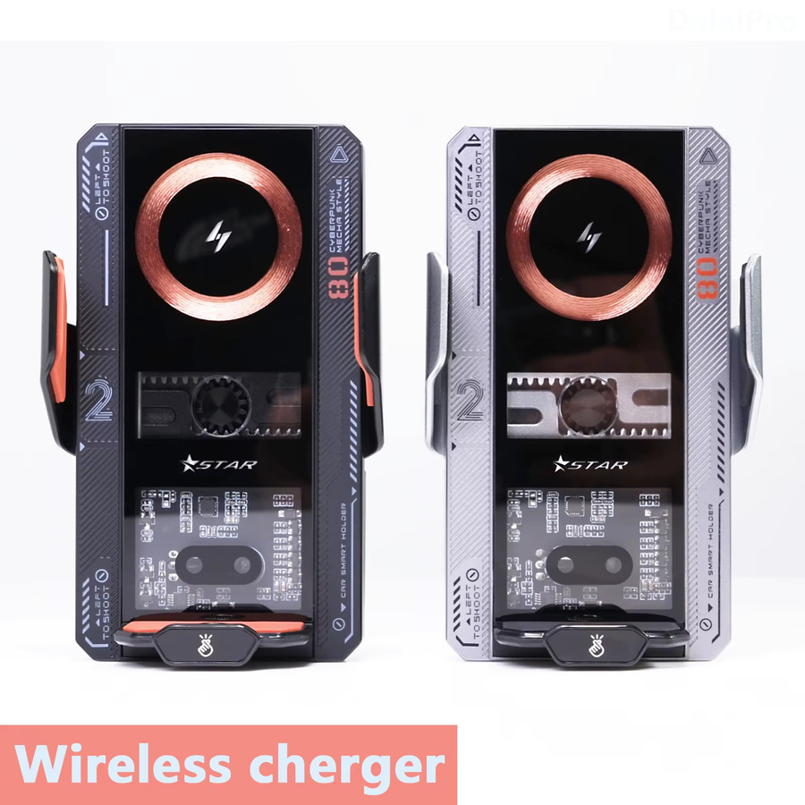 Auto Smart Sensing Automatische Spannhalterung mit 15W/66W Schnellladefunktion für Samsung, iPhone und Xiaomi in Schwarz - Bild 2