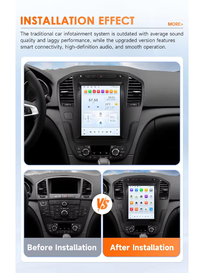 OSSURET 9,7 Zoll Wireless CarPlay Android 14 Autoradio für Opel Insignia und Buick Regal (2009 - 2013) mit GPS, Multimedia-Player und 360-Grad-Kamera in Schwarz - Bild 5