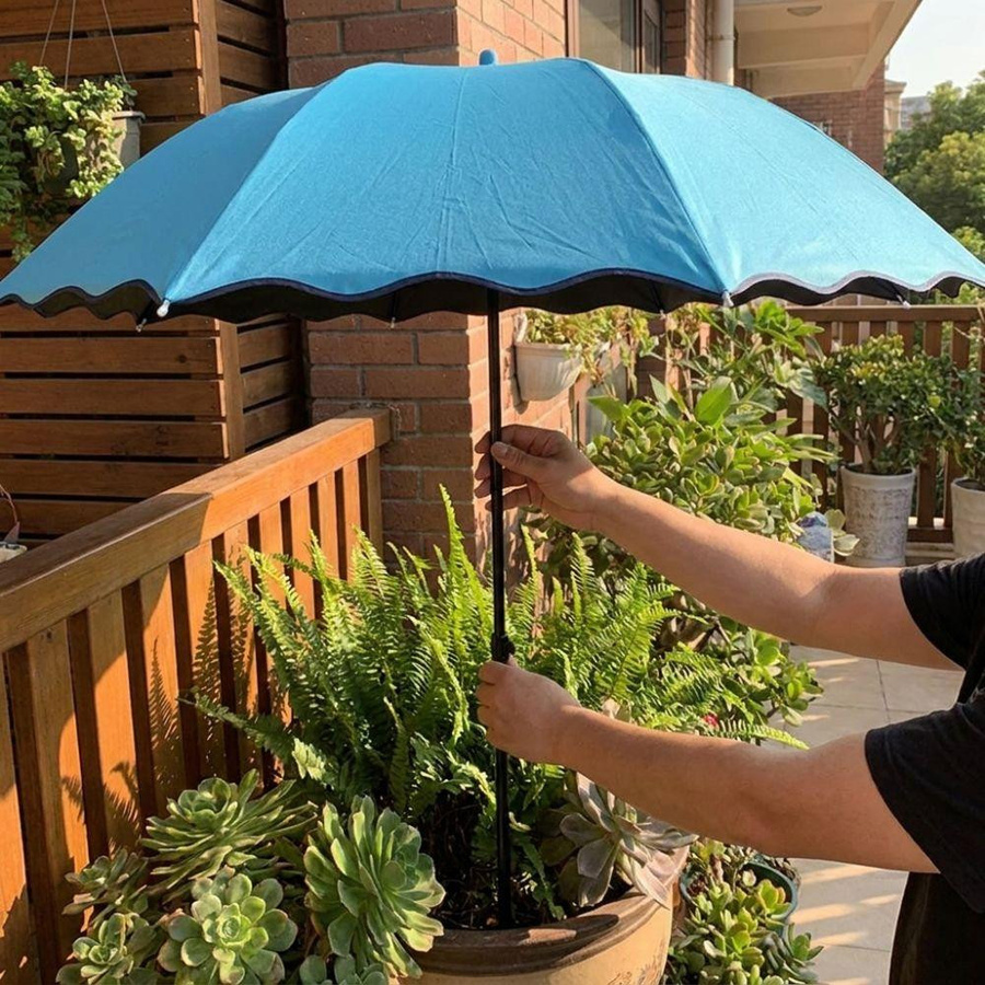 Fengleek Faltbarer Pflanzen-Sonnenschirm in Blau für Garten, Terrasse und Balkon mit 95 cm Durchmesser - Bild 4