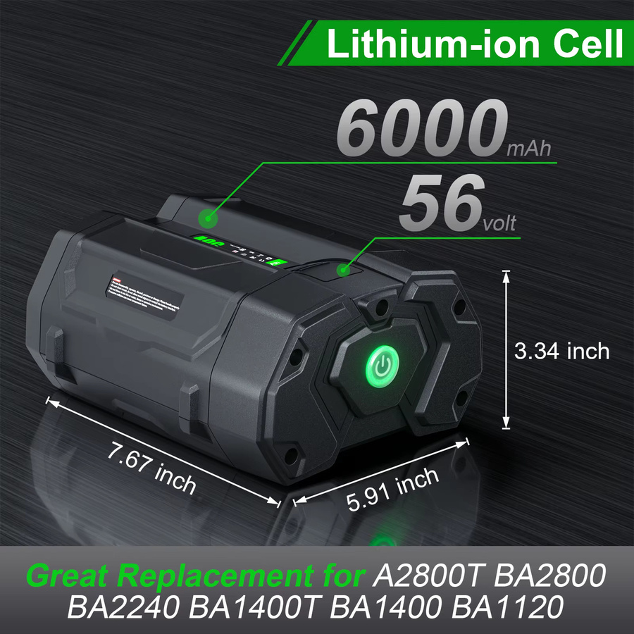 Ersatzbatterie kompatibel für EGO BA2800 56V 6000mAh in Schwarz - Bild 2