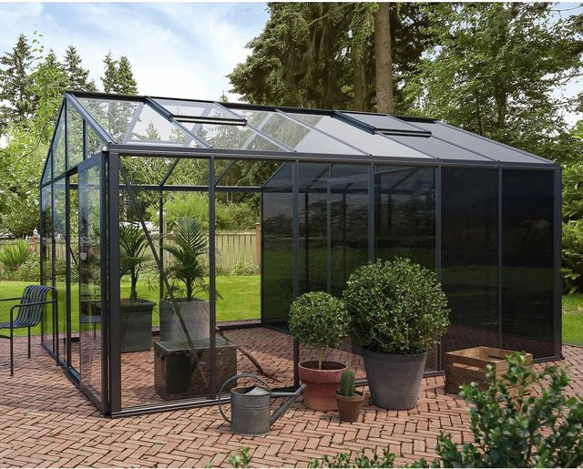 Bloomcabin Gewächshaus Klassik in Schwarz mit integriertem Stauraum, Sicherheitsglas und Aluminiumrahmen - Bild 1