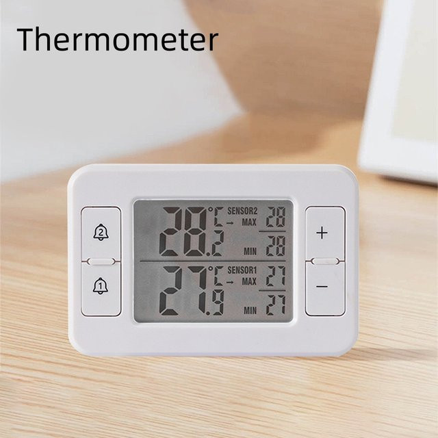 Voktta Drahtloses Übertragungsthermometer für Innen und Außen in Weiß mit Alarmfunktion für Kühlschrank und Gefrierschrank - Bild 1