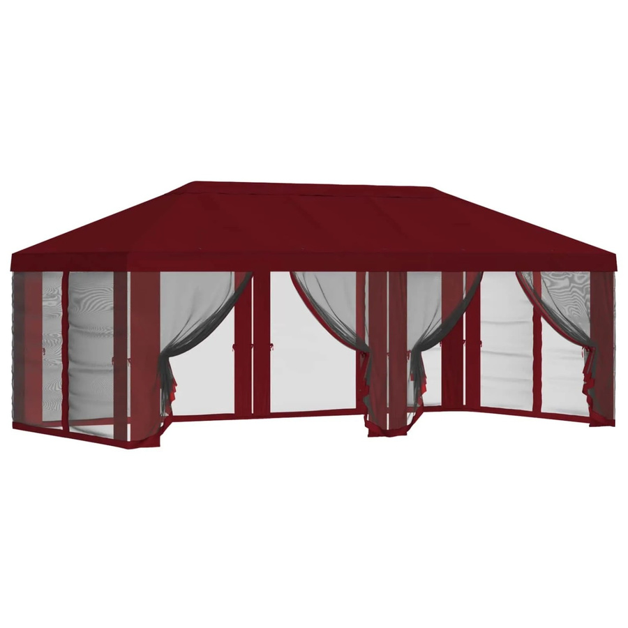 vidaXL Pavillon mit Dach und Seitenwänden aus Polyester in Bordeauxrot, B: 6 m, T: 3 m, H: 2,765 m - Bild 2