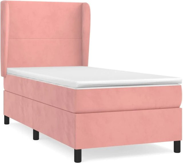 vidaXL Boxspringbett mit Matratze in Rosa, Hybrid-Design aus Samt, B/T/H: 80 x 200 x 118 cm - Bild 1