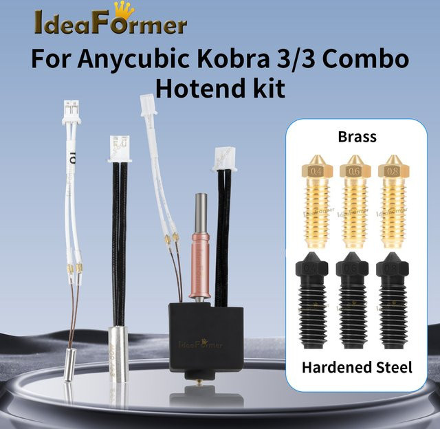 Anycubic Kobra 3 Hotend Kit mit Düse, Thermistor und 24V 50W Heizblock sowie Silikonhülle für Anycubic Kobra 3 und K3 Combo - Bild 1