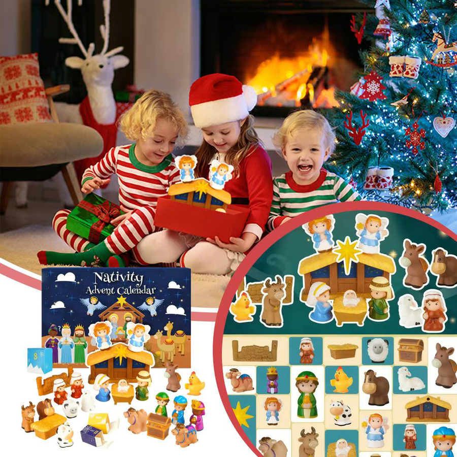 Dekorativer Adventskalender für Weihnachten 2025 in Blau und Multicolour für Kinder, Jungen, Mädchen und Erwachsene - Bild 3