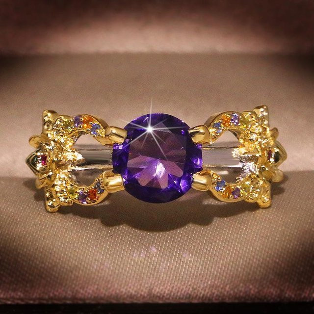 YIRAN Jewelry Zirkonringe, Bunte Blumen, Kupfer, Zirkonia, Unisex - Bild 1