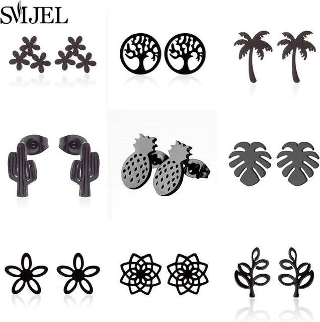 SMJEL Ohrstecker, Metall, Schwarz, Damen, Vintage - Bild 1