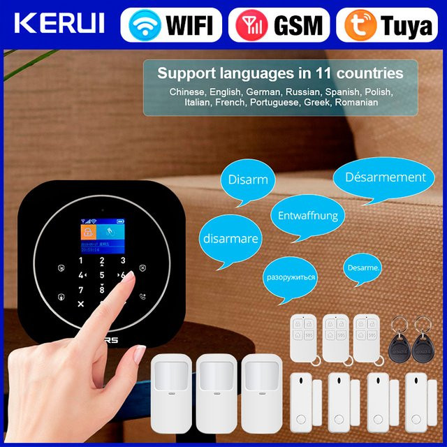KERUI Wireless Home Security Alarm System mit Bewegungsmelder, Alexa WiFi und GSM via Tuya Smart oder Smart Life - Bild 1