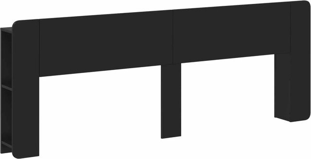 vidaXL Kopfteil mit Schrank und Speicherfunktion in Schwarz aus Holzwerkstoff, B/T/H: 185 x 80 x 18,5 cm - Bild 1