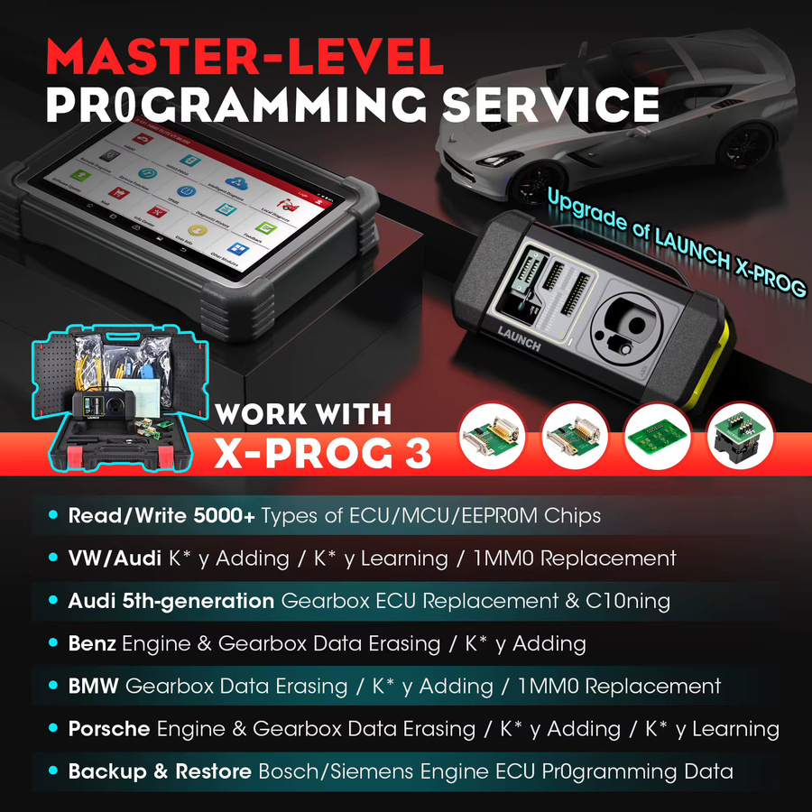 LAUNCH X431 IMMO Elite Schlüsselprogrammiergerät in Schwarz mit PROG3, ECU-Klon und 39 Spezialfunktionen für OE-Level-Diagnose und aktive Tests - Bild 3