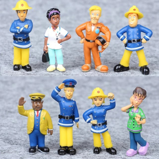 Bandai Feuerwehrmann Sam Modell, PVC Puppe, 12-teiliges Set - Bild 1