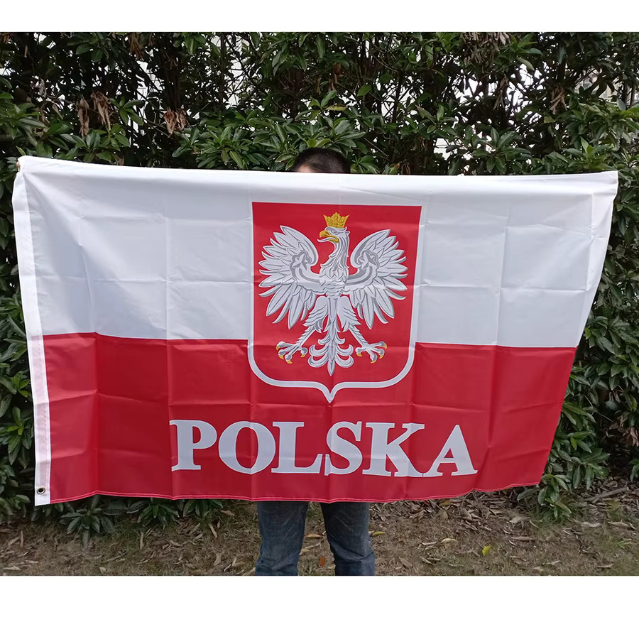 Aerlxemrbrae Flagge Republik Polen mit Adler, Weiß-Rot, B/H: 90 x 150 cm - Bild 2