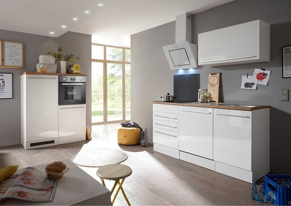 Respekta Premium Küchenzeile mit Mineralite Einbauspülbecken in Weiß, Breite: 320 cm