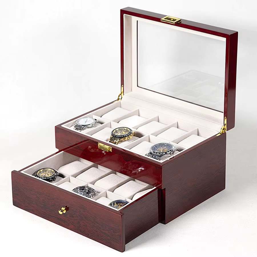 DELESYS Holz Uhrenbox Organizer für Männer mit geometrischem Design - Bild 3