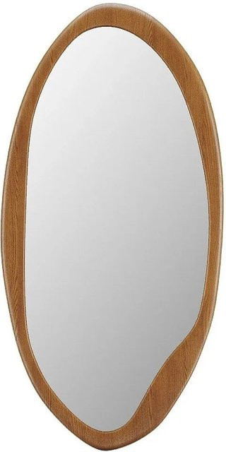 Vente-unique Wandspiegel Fujian Oval aus Kautschukholz in Naturfarben Hell, Durchmesser: 50 cm - Bild 1