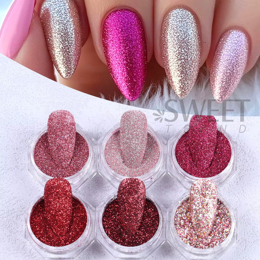 SWEET TREND Nagelglitzer, gemischt, rot, rosa, sechseckige Pailletten - Bild 3