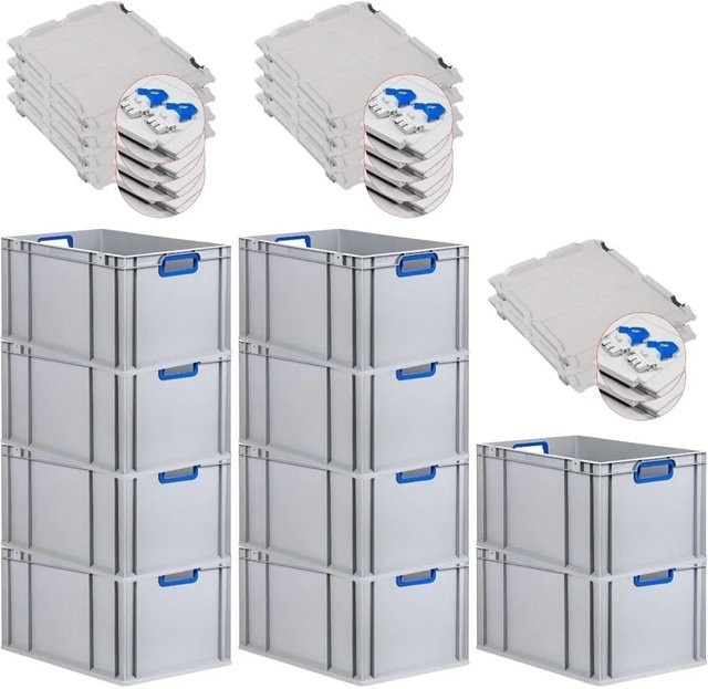 PROREGAL Spar Set 10x Eurobox Nextgen Color mit Scharnierdeckel und Schiebeschnappverschlüssen in Blau, H x B x T: 32 x 40 x 60 cm - Bild 1