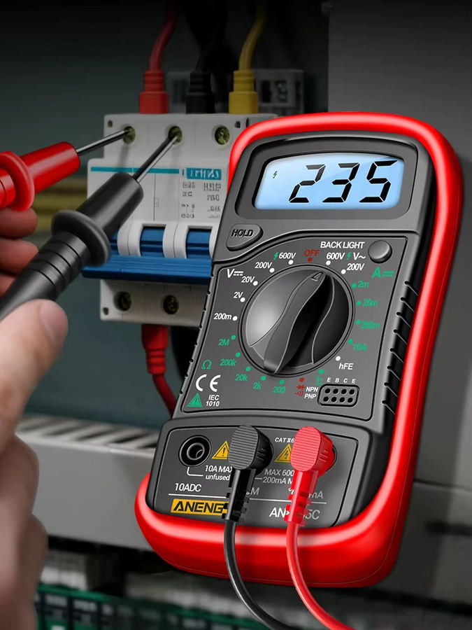 ANENG Digitalmultimeter AN8205C mit blauer Hintergrundbeleuchtung für AC/DC Spannung, Temperatur und hFE Triode Test - Bild 6