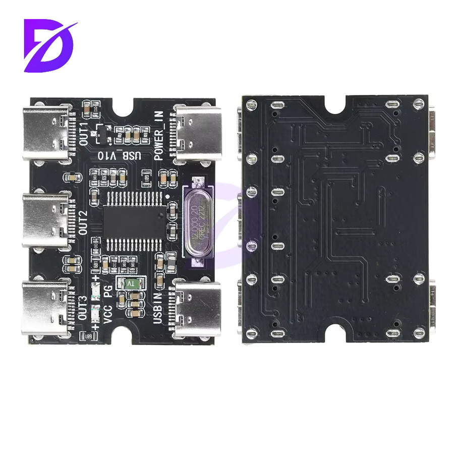 diymore USB-C Erweiterungsboard Hub mit 1 Eingang und 3 Ausgängen in Schwarz - Bild 4