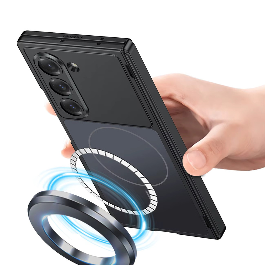 MagSafe Handyhülle für Samsung Galaxy Z Fold 7 6 Fold in Schwarz mit matter Scharnierhülle, Spiegelfolie und stoßfestem Rundum-Schutz - Bild 2