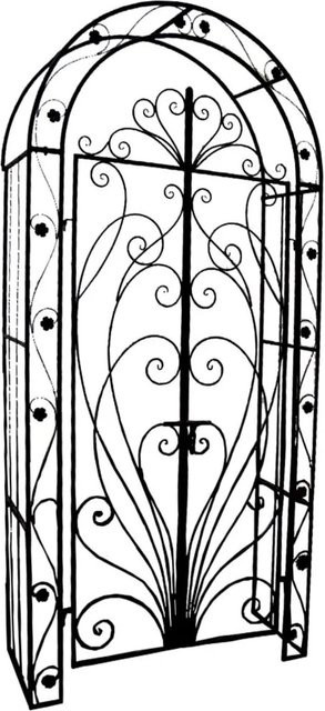 DELUKE Gartentor MIAMI mit Rosenbogen aus Eisen in Schwarz, H x B x T: 229 x 108 x 40 cm - Bild 1