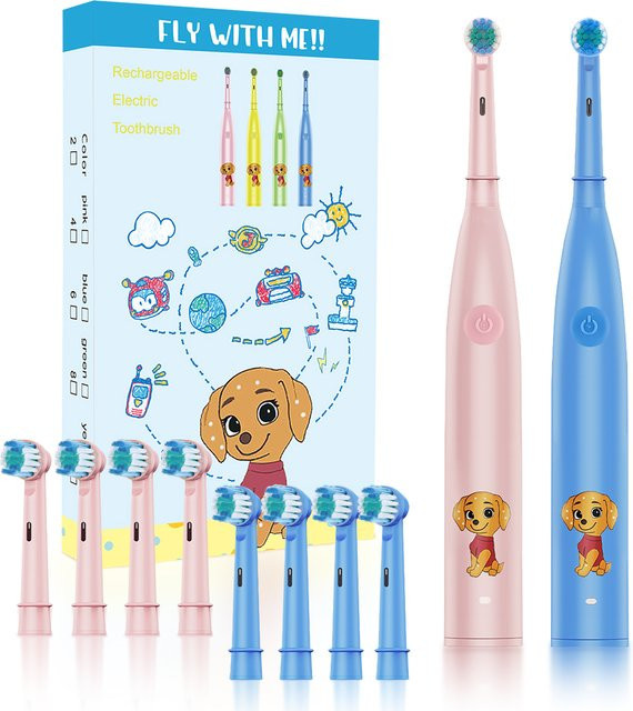 Ms.Dear Elektrische Zahnbürste für Kinder, pink, mit 4 Ersatzköpfen - Bild 1