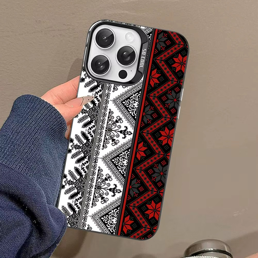 G-Ukraine Handyhülle mit Ornament Muster für iPhone 11 bis iPhone 17 Pro Max, matte stoßfeste Rückseite, Multicolor - Bild 2