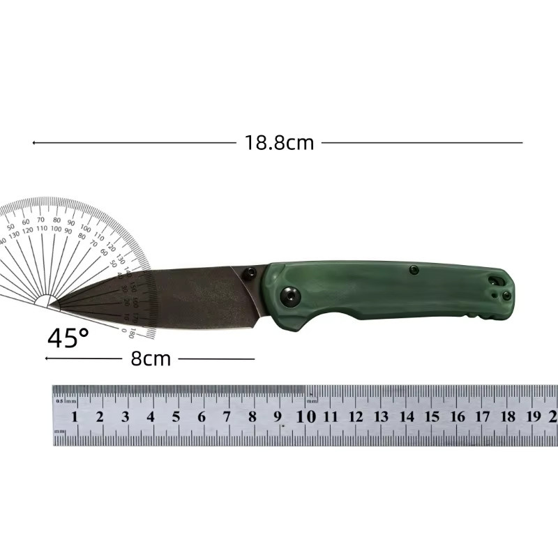 Tragbares 6105 Outdoor Klappmesser mit D2-Klinge und grünem Nylonfaser-Griff für Jagd, Überleben und EDC-Einsatz - Bild 2