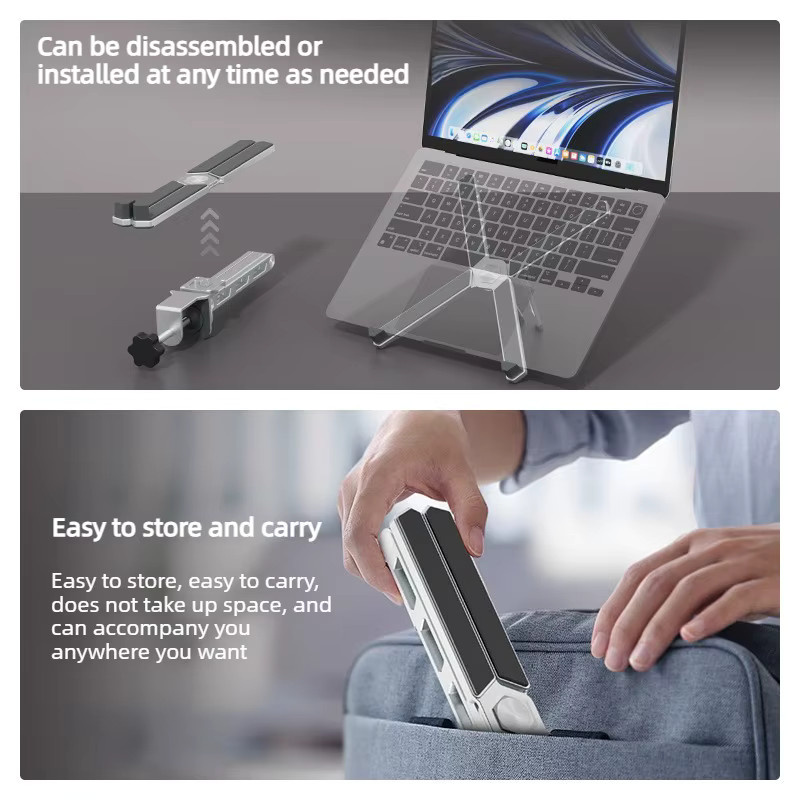 Ideaway 2-in-1 Laptop-Halterung und Tablet-Armhalterung aus Aluminium in Silber mit 360 Grad Drehung und faltbarem Design - Bild 3