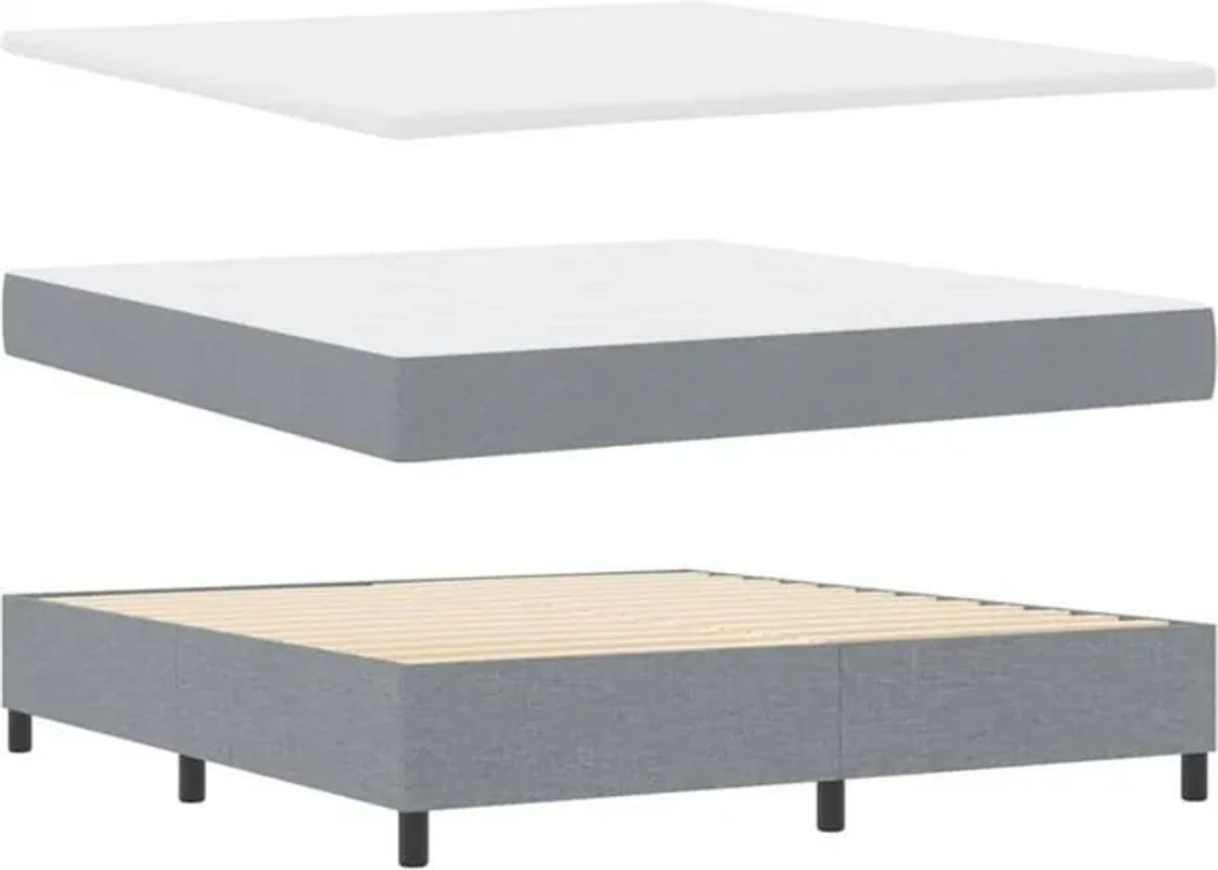 Modernes Boxspringbett mit Matratze von vidaXL in Grau aus Stoff und Holzwerkstoff, B/T/H: 180 x 200 x 128 cm - Bild 1