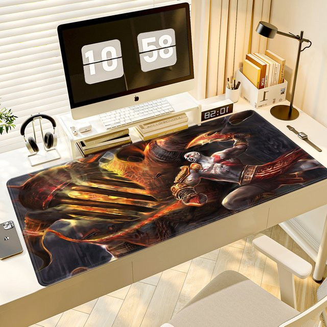 Rutschfestes God of War Mauspad von HYBXAXC in Multicolour als große Schreibtischunterlage für deinen PC - Bild 1