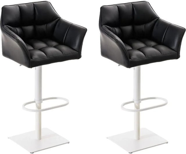 DELUKE 2er Set Barhocker SIHAR aus Kunstleder in Schwarz, höhenverstellbar, drehbar mit Lehne, B/T/H: 64 x 45 x 88 cm - Bild 1