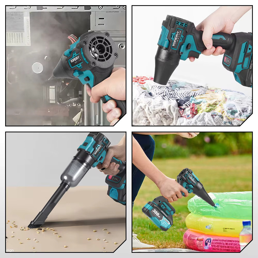 YOFIDRA 2-in-1 Turbogebläse und Staubsauger mit bürstenlosem Motor, 1000Pa Laubblasgerät für Makita LXT 18V Akku - Bild 2