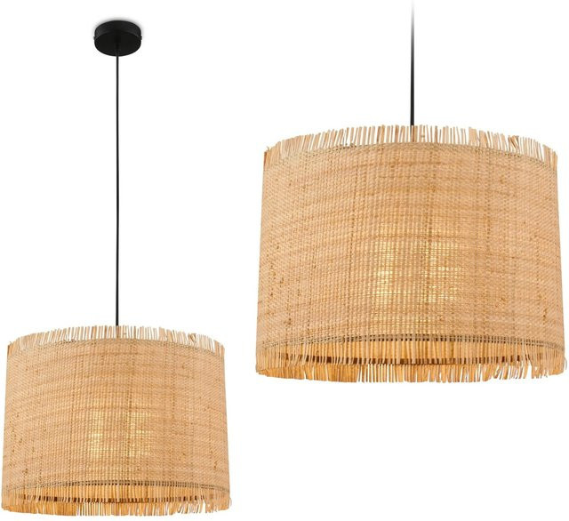 Briloner Pendelleuchte Swing Nature 1-flammig mit Strohschirm in Natur und Beige, E27 Fassung, Boho Design - Bild 1