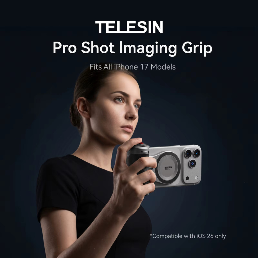TELESIN Pro Shot Imaging Grip Magnetischer Kameragrip für iPhone in Schwarz mit Bluetooth-Auslöser und Zoom-Drehregler - Bild 1