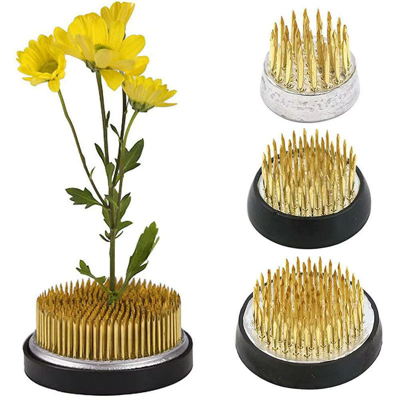 Runder Ikebana-Blumenfrosch aus Metall in - Bild 3