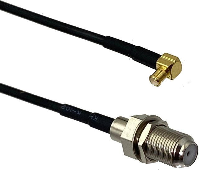 Schott RG174 Kabel mit F-TV Buchse und rechtwinkligem MCX Stecker in Schwarz - Bild 1