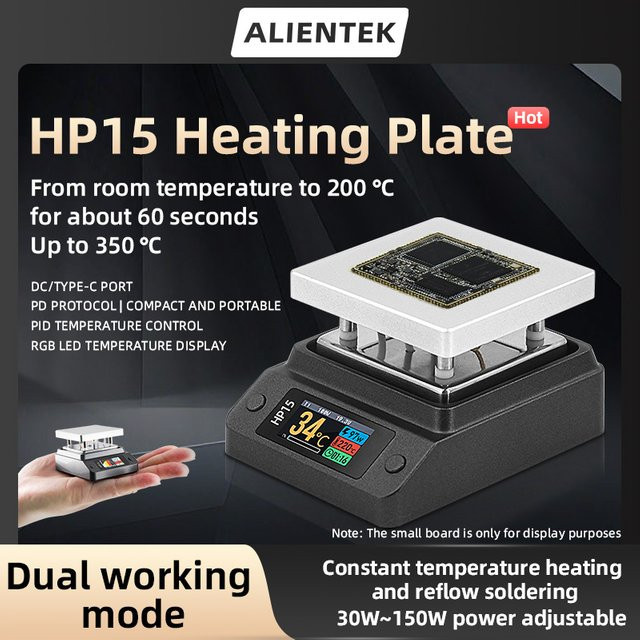 ALIENTEK HP 15 Mini Digital-Heizplatte Vorwärmer mit konstanter Temperatur bis 350 °C - Bild 1
