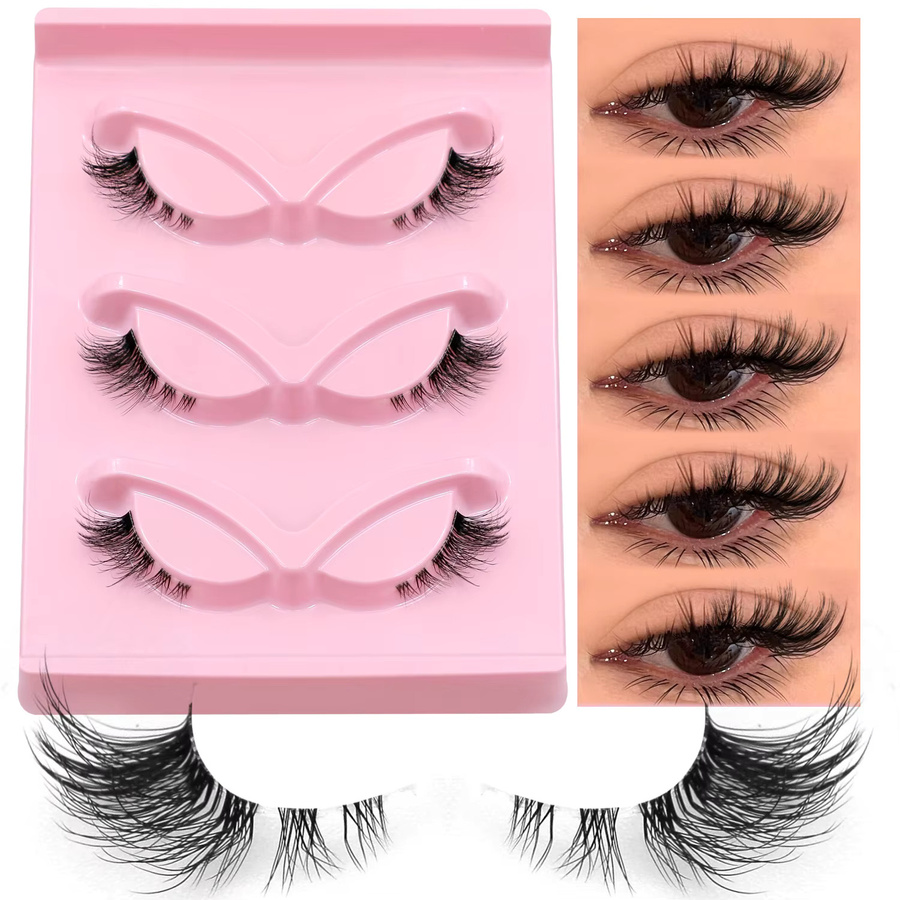 VELTRINAY Halbe Wimpern, Cat-Eye, natürlicher Look, transparentes Band - Bild 2