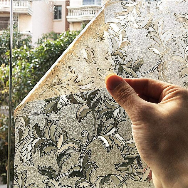 WXSHSH Elektrostatische Fensterfolie in Braun mit floralem Blatt-Design als Sichtschutz und Milchglas-Aufkleber aus Vinyl - Bild 1