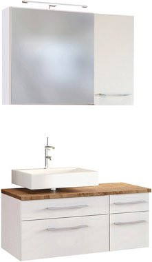 HELD MÖBEL Unterbecken-Set Davos in Weiss mit LED-Beleuchtung und internen Schubladen, B/H/T: 90 x 200 x 47 cm - Bild 1