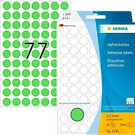 HERMA Vielzweck-Etiketten 2235, selbstklebende Markierungspunkte aus Papier, Farbe: Grün, Durchmesser: 13 mm, 32 Blatt - Bild 1
