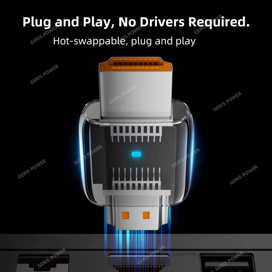 Geris Power HDMI 2.1 Adapter Transparent mit 90, 270 und 360 Grad Winkel für 8K @ 60 Hz HDTV und PS5 - Bild 2