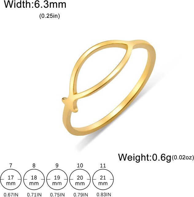 Ring Jesus Fisch, Edelstahl, Gold, Damen, Minimalistisch - Bild 1
