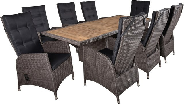 Garden Pleasure Gartenmöbel-Set Braga 9-teilig aus Akazienholz in Grau und Braun - Bild 1