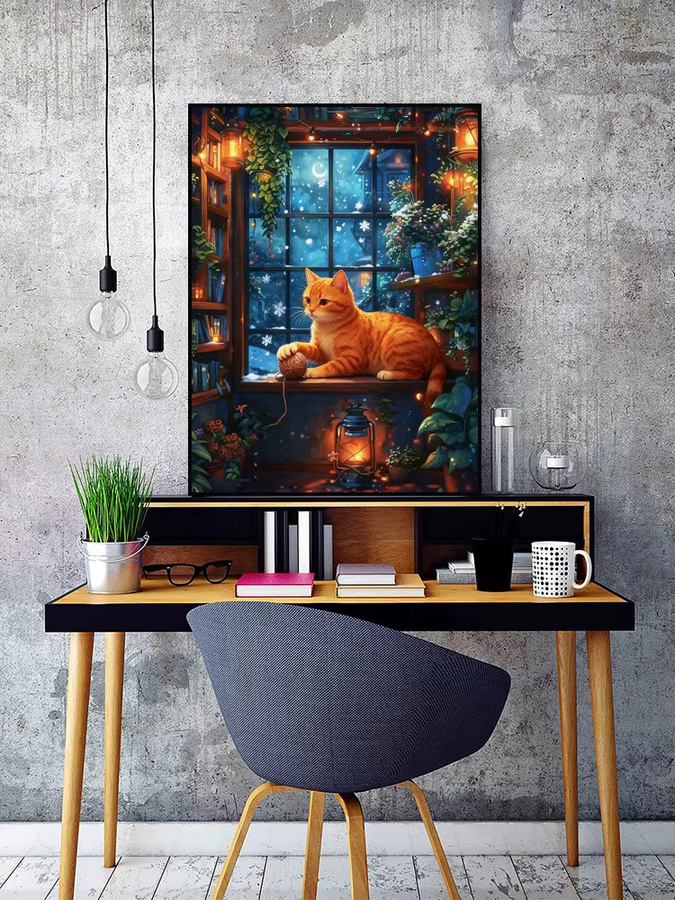EverShine 5D Diamantgemälde Katze DIY Mosaik Bastelset mit vollen Bohrern zur Wanddekoration Breite: 20 cm - Bild 4