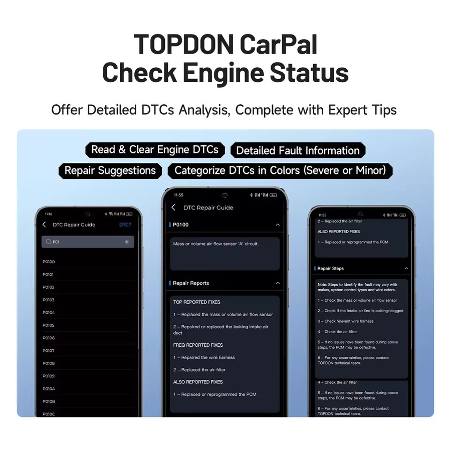 TOPDON Bluetooth OBD2-Scanner für Auto mit Systemdiagnose und Reset-Diensten, Schwarz - Bild 5